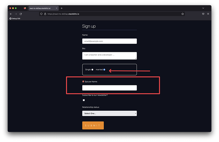 <FontIcon icon="iconfont icon-stackblitz"/>Conditionally display an input field