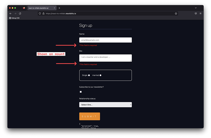 <FontIcon icon="iconfont icon-stackblitz"/>Showing errors on mount