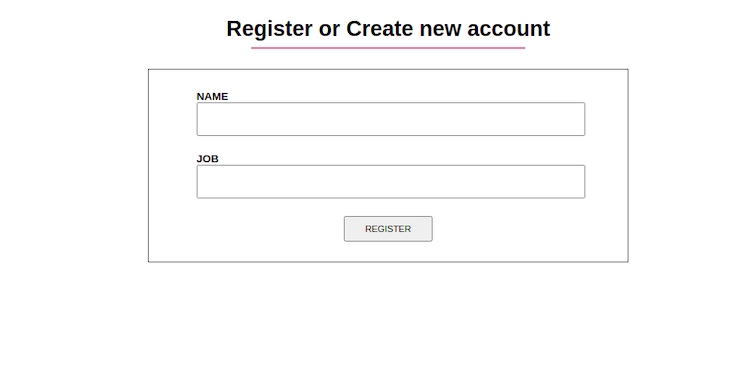 Final Registration App Showing Name and Job Fields With A Registration Button