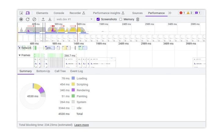 DevTools Performance Tab