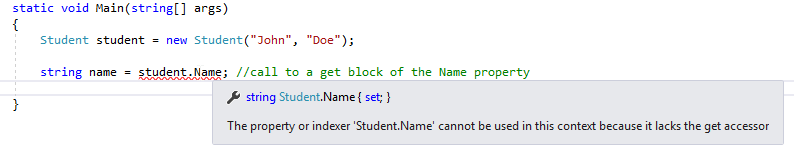 Write only property error - Properties in C#