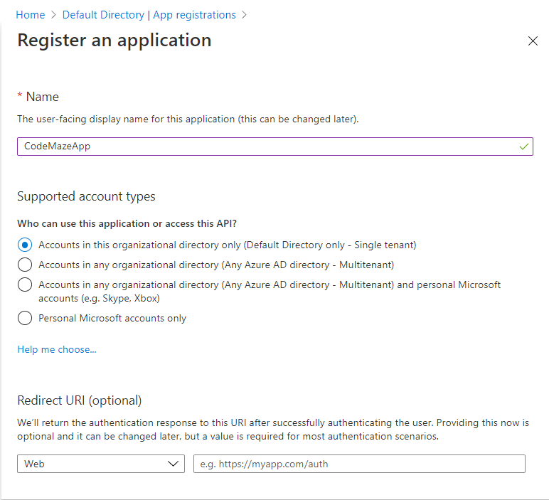 azure app registration