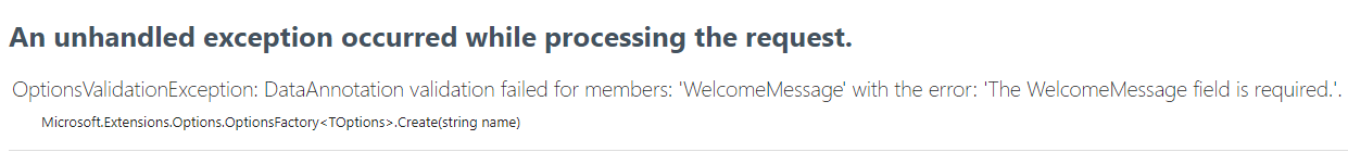 options validation exception