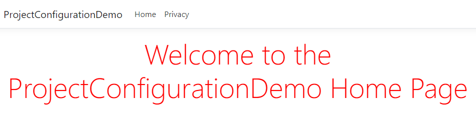 Home Page - ProjectConfigurationDemo